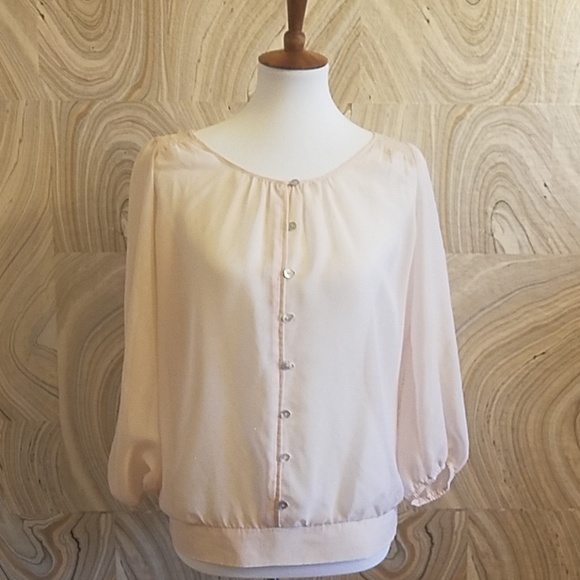 The Limited Tops - The Limited Sheer Pink Shimmer Top